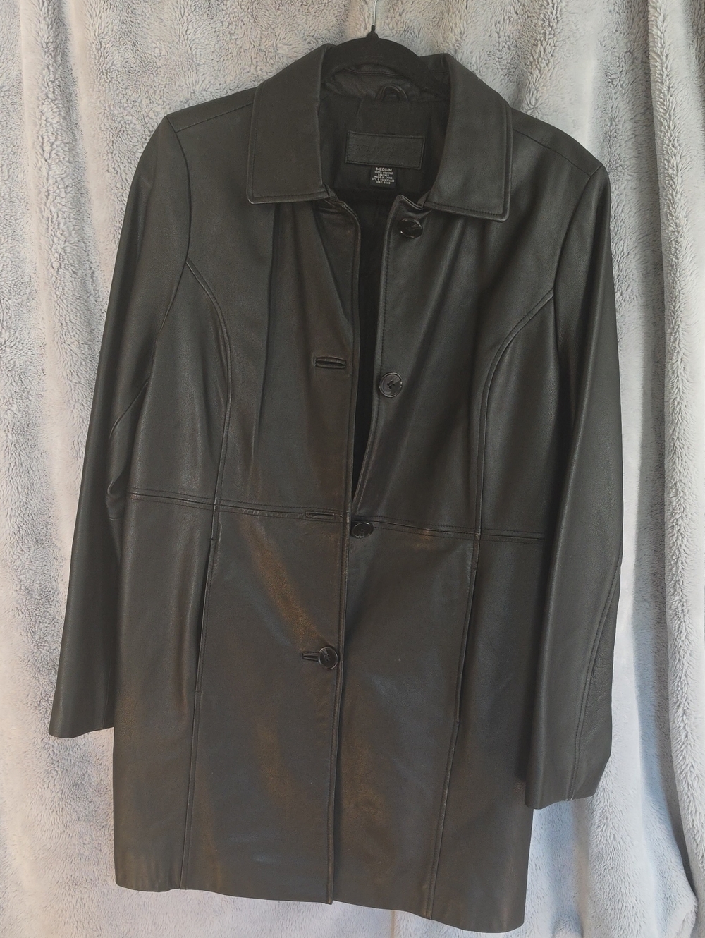 Jaclyn Smith Black Leather Button-Front Jacket